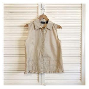 Vintage Sonoma Linen Ruffle Blouse